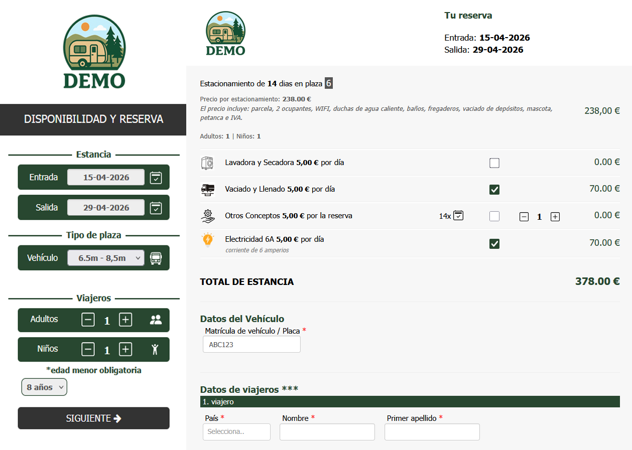 Motor de reservas online